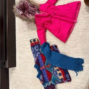 Pink Fur-Trimmed Coat and Colorful Fleece Jacket Set for American Girl 18” doll